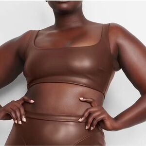 SKIMS Faux Leather Bralette in Cocoa NWT